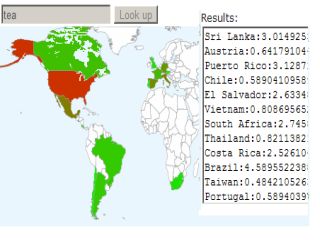 Landgeist world map coloured by Google share for a keyword